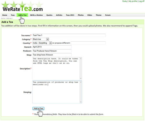 Add a Tea on WeRateTea.com 
