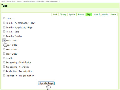  Add tags on WeRateTea.com 