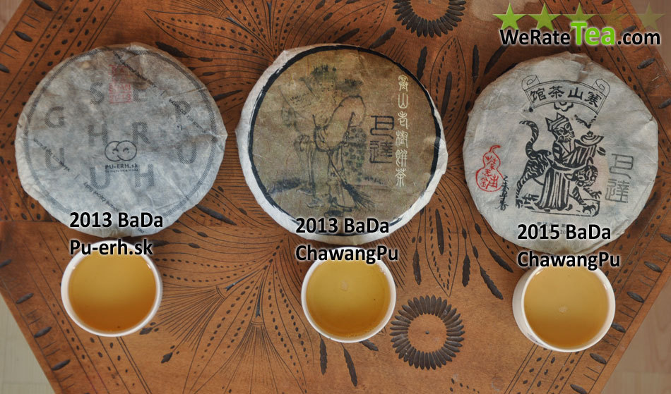  Comparison of  2013 Bada Pu-erh.sk - 2013 ChawangPu BaDa Zhang Lang -  2015 ChawangPu BaDa Old Trees